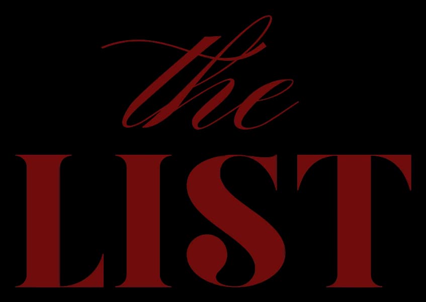 Original THE LIST logo in Bordeaux