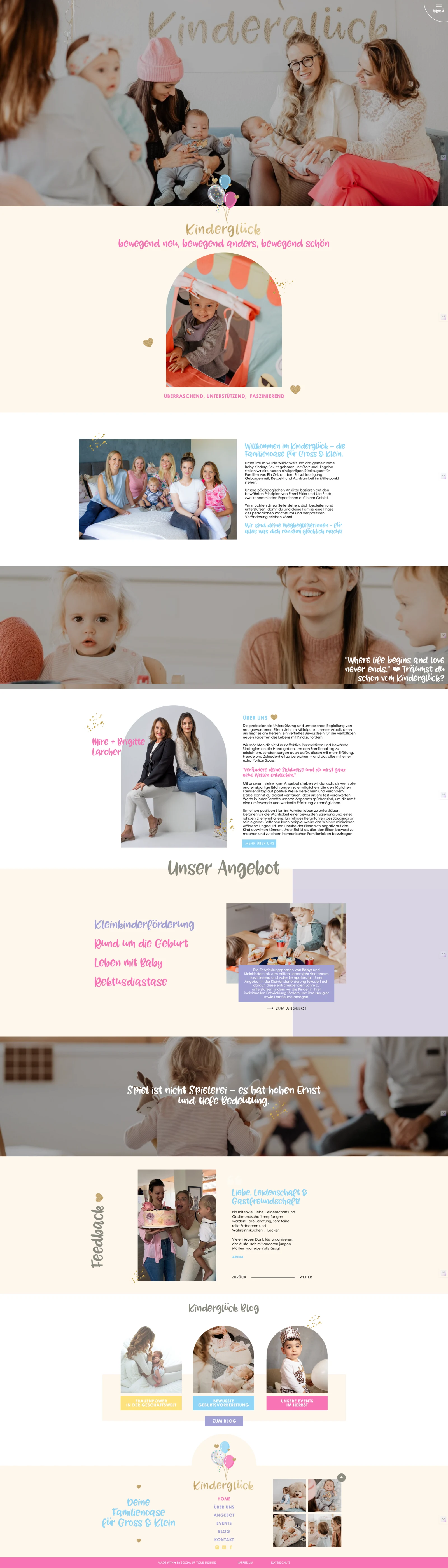 Kinderglück: the website, top to bottom