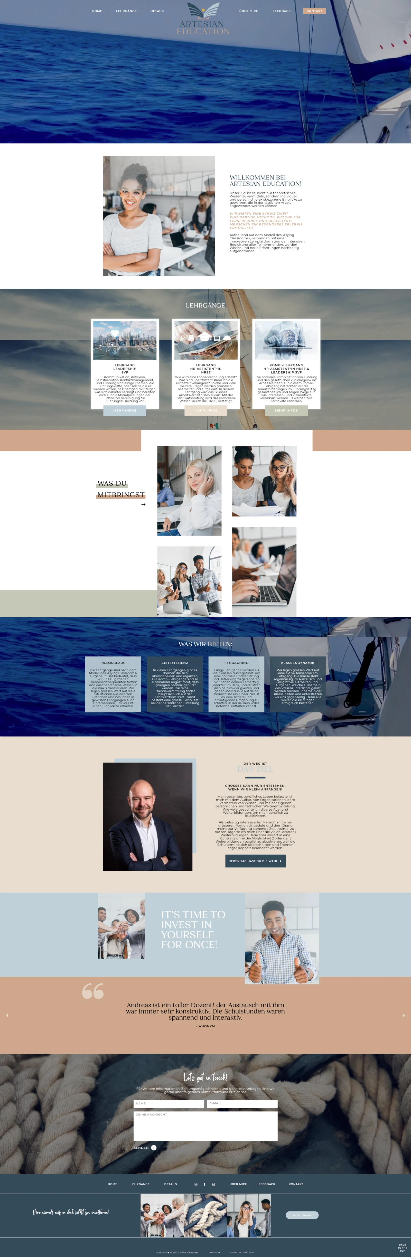 Artesian Education: the website, top to bottom